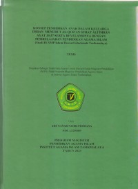 Image of KONSEP PENDIDIKAN ANAK DALAM KELUARGA
IMRANMENURUT AL-QUR'AN SURAT ALI IMRAN
AYAT 33-37 SERTA REVELANSINYA DENGAN PEMBELAJARAN
(Studi Di SMP Islam Khotimah Tasikmalaya)