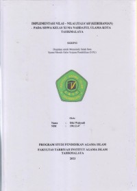 Image of IMPELEMENTASI NILAI-NILAI SYAJA'AH (KEBERANIAN)
PADA SISWA KELAS XI MA NAHDATUL ULAMA KOTA 
TASIKMALAYA