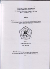 Image of PENGARUH PUASA SENIN KAMIS TERHADAP REGULASI DIRI SISWA DI MADRASAH ALIYAH PERSIS 67 BENDA KOTA TASIKMALAYA