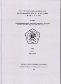Image of NILAI-NILAI AKHLAK DALAM PERSPEKTIF PENDIDIKAN ISLAM MENURUT QUR'AN SURAT AL-HUJURAT AYAT 11-13