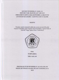 Image of KONSEP PENDIDIKAN AKHLAK MENURUT KH.HASYIM ASY'ARI DAN IMPLEMENTASINYA DALAM PEMBELAJARAN PAI (STUDI KITAB ADABUL 'ALIM WAL MUTA'ALLIM)