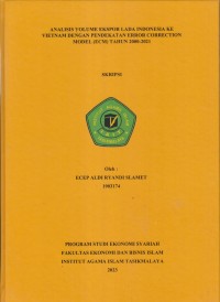 Image of ANALISIS VOLUME EKPOR LADA INDONESIA KE VIETNAM DENGAN PENDEKATAN ERROR CORRECTION MODEL (ECM) 2000-2021