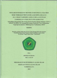 Image of PENGARUH PENERAPAN METODE EVERYONE IS A TEACHER HERE TERHADAP PRESTASI BELAJAR SISWA KELAS 12 IPA-1 SMAIT TAHFIZHUL  QUR'AN IHYA AS SUNNAH TASIKMALAYA PADA MATA PELAJARAN  PAI