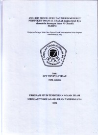 Image of ANALISIS PROFIL GURU DAN MURID MENURUT PERSPEKTIF IMAM AL GHAZAL (kajian kitab ihya ulumuddin karangan imam al ghazali)