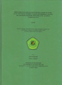 Image of IMPLEMENTASI NILAI DAKWAH DALAM QS AN-NAHL
AYAT 125 UNTUK PEMBELAJARAN PENDIDIKAN AGAMA
ISLAM DI POLITEKNIK (POLTEL) LP31 KAMPUS TASIKMALAYA