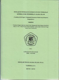 Image of PENGARUH PENERAPAN KURIKULUM 2013 TERHADAP KINERJA GURU PENDIDIKAN AGAM ISLAM