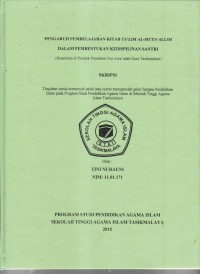 Image of PENGARUH PEMBELAJARAN KITAB TA'LIM AL-MUTA'ALLIM DALAM PEMBENTUKAN KEDISIPLINAN SANTRI