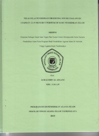 Image of NILAI-NILAI PENDIDIKAN OBSERVING NOUBLE DALAM QS LUQUMAN : 12-19 MENURUT PERSFEKTIF ILMU PENDIDIKAN ISLAM