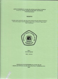 Image of ASPEK PENDIDIKAN AGAMA ISLAM DALAM SURAT LUQMAN AYAT 12-19 DAN ALPLIKASI METODE MAUIZHAH