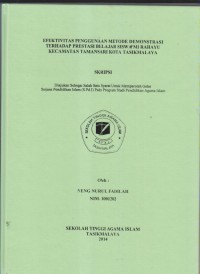 Image of EFEKTIVITAS PENGGUNAAN METODE DEMONSTRASI TERHADAP PRESTASI BELAJAR SISWA MI RAHAYU KECAMATAN TAMANSARI KOTA TASIKMALAYA